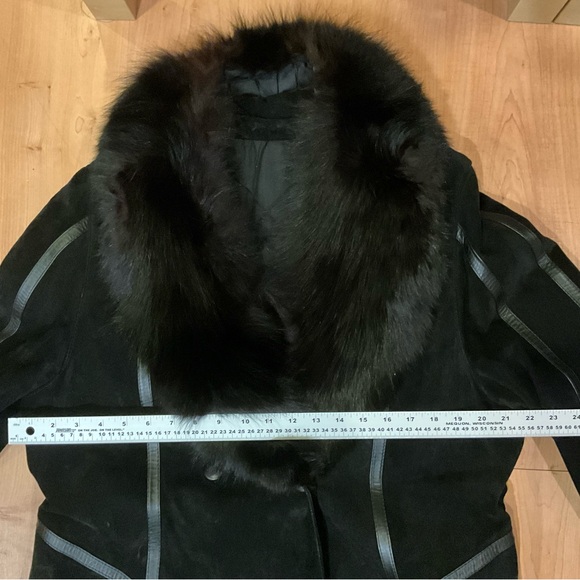 Vintage Black Suede Coat with Fur Shawl Collar XL Skijor STYLE - Picture 10 of 11